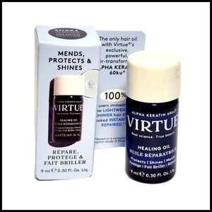 Virtue Healing Oil Protects Shine Mends Hair Travel Size Mini 0.30 fl.oz. 9 ml.